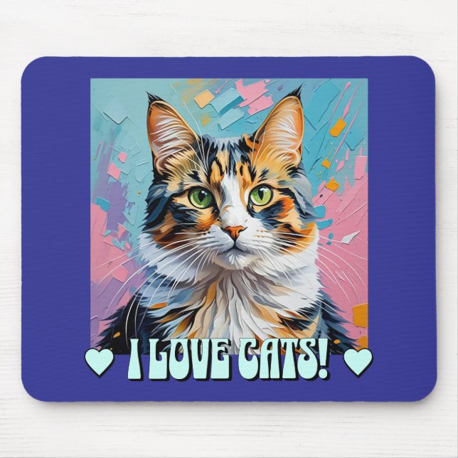 I Love Cats! Mouse Mat (Front)