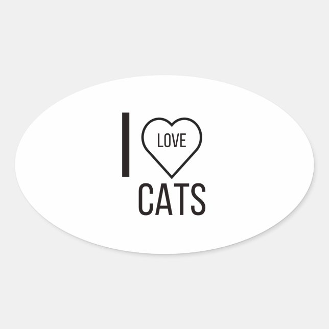 I LOVE CATS OVAL STICKER (Front)