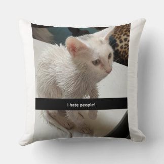 I Love Cats Pillow. I Hate People Cat Pillow. Cushion