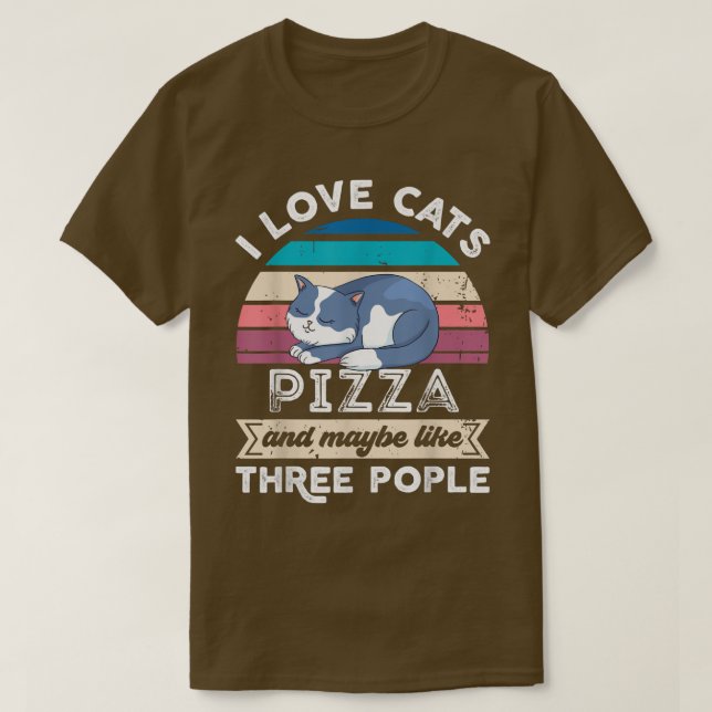 I love Cats Pizza and like Three People T-Shirt (Design Front)