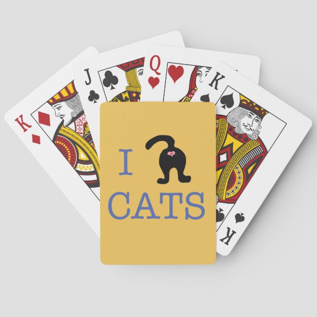 I Love Cats Playing Cards Butt Cute Humour (Back)