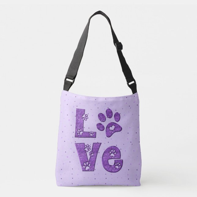 I love cats - purple crossbody bag (Front)