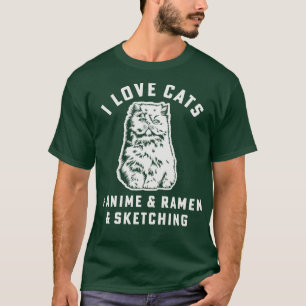 I Love Cats Ramen Sketching Cat Mum Girl T-Shirt