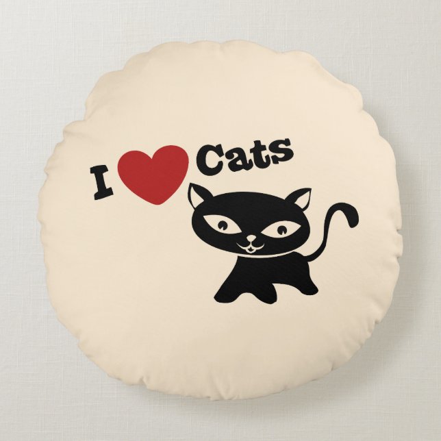 I love cats round cushion (Front)