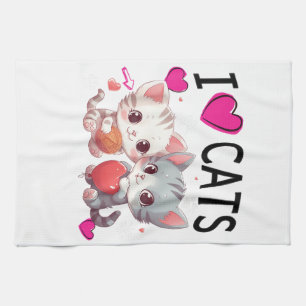 I love cats Shirt Just a girl who loves Cats Gifts Tea Towel
