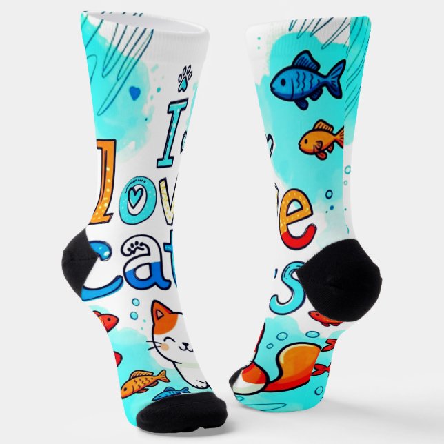 I LOVE CATS SOCKS (Angled)