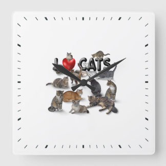 I love Cats Square Wall Clock