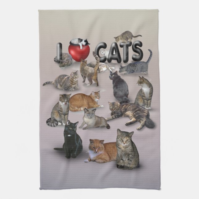 I Love Cats Tea Towel (Vertical)