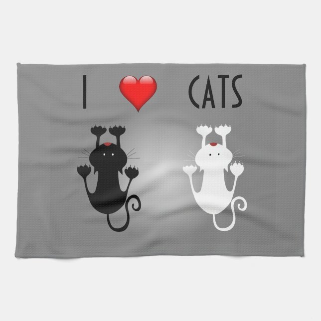 I Love Cats Tea Towel (Horizontal)