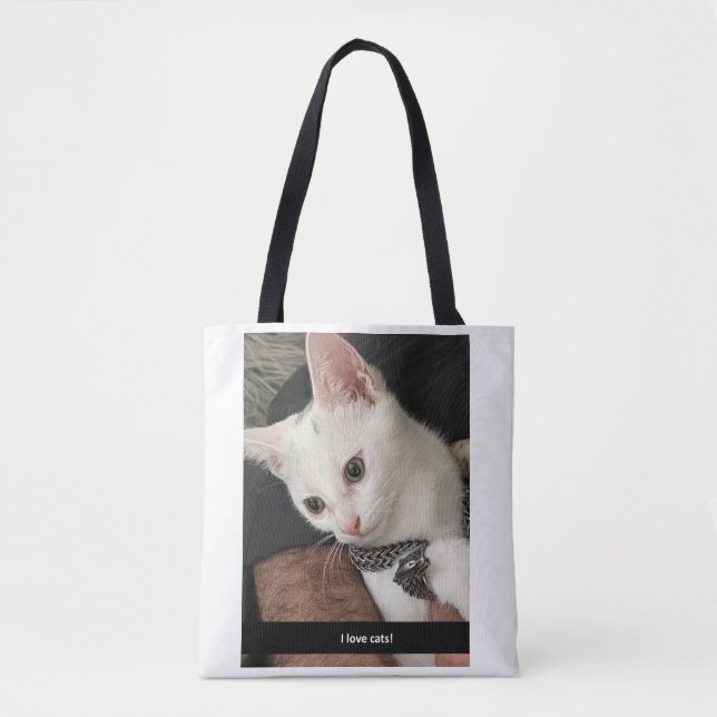 I Love Cats Tote Bag. I Hate People Cat Tote Bag. Bag (Front)