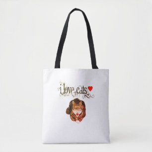 I Love Cats Tote Bag Original Art