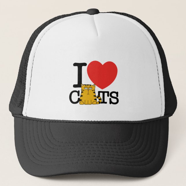I Love Cats Trucker Hat (Front)