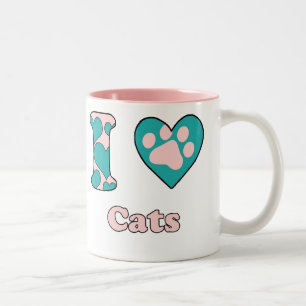 I love cats Two-Tone coffee mug