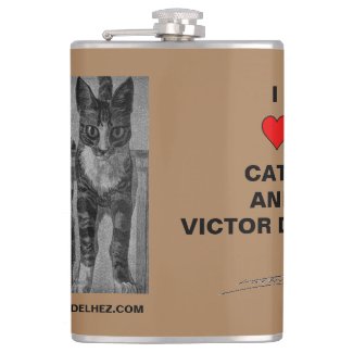 I love cats vinyl wrapped flask