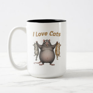 I Love Cats with Rat Two-Tone Coffee Mug