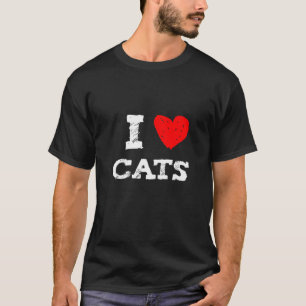 I love cats with red heart perfect for cat mum or T-Shirt