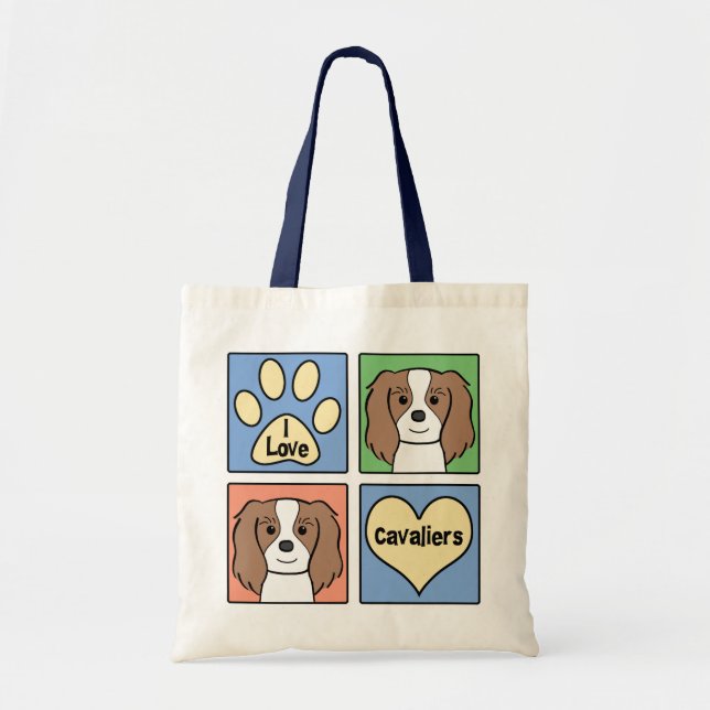 I Love Cavalier King Charles Spaniels Tote Bag (Front)