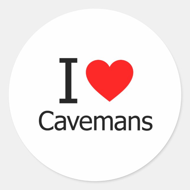 I Love Cavemans Classic Round Sticker (Front)