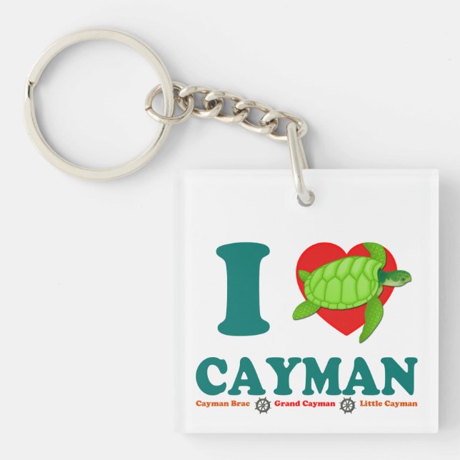 I Love Cayman Caribbean Style Souvenir Key Ring (Front)