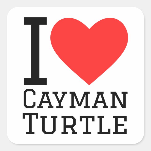 I love cayman turtle square sticker (Front)