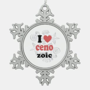 I love Cenozoic funny quote for scientists Snowflake Pewter Christmas Ornament