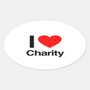i love charity oval sticker
