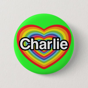 I love Charlie: rainbow heart 6 Cm Round Badge