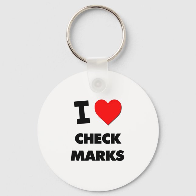 I love Check Marks Key Ring (Front)