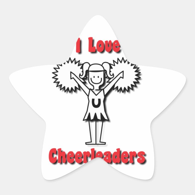 I Love Cheerleaders Star Sticker (Front)