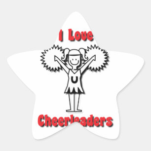 I Love Cheerleaders Star Sticker