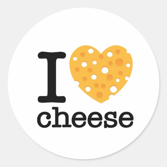 I Love Cheese Classic Round Sticker (Front)