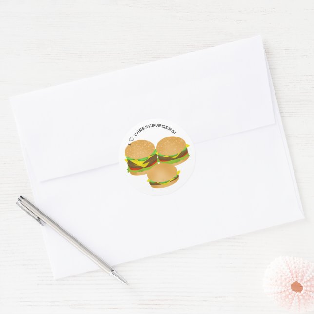 I Love Cheeseburgers Classic Round Sticker (Envelope)