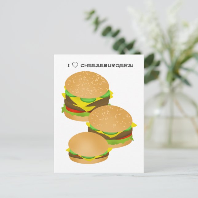 I Love Cheeseburgers Postcard (Standing Front)