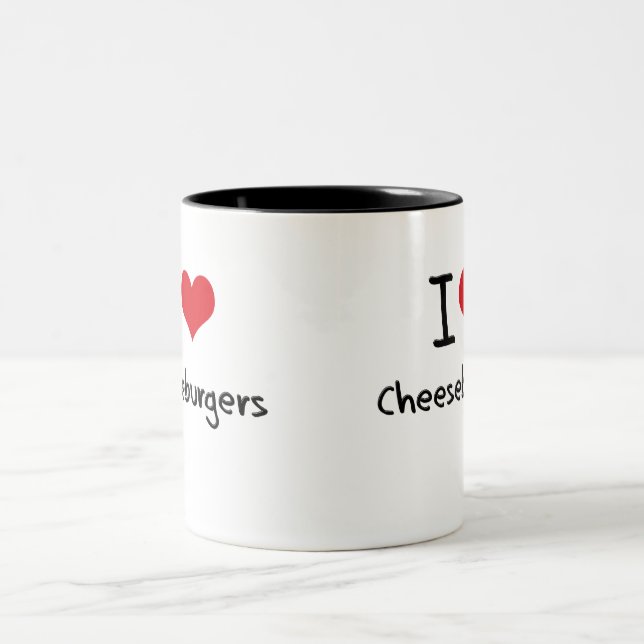 I love Cheeseburgers Two-Tone Coffee Mug (Center)