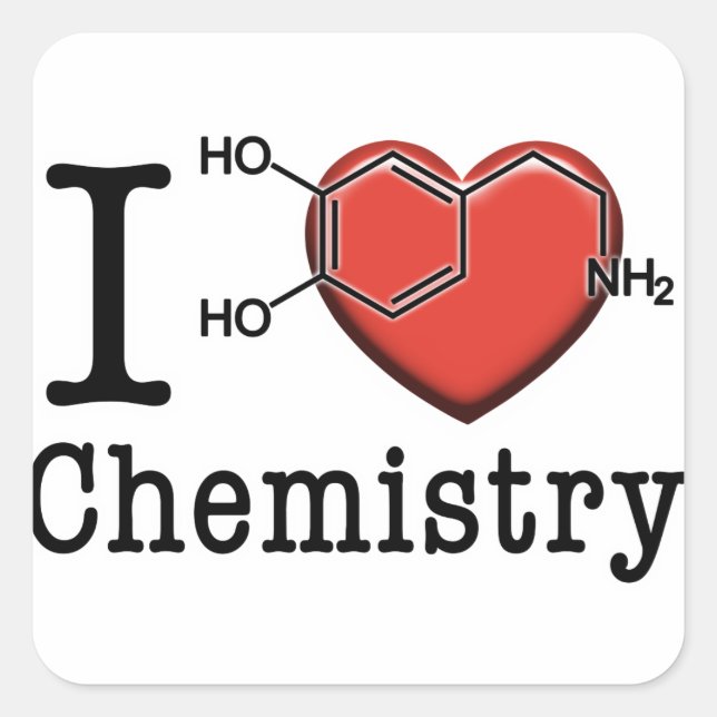 I Love Chemistry Square Sticker (Front)