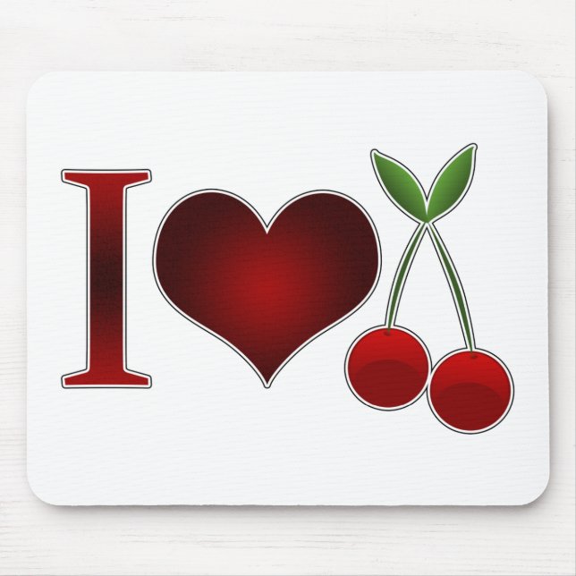 I Love Cherries Mouse Mat (Front)