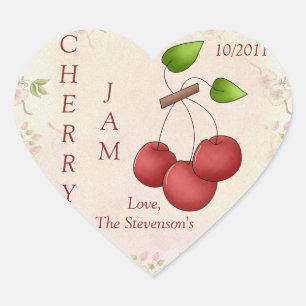 I Love Cherry Jam Jar Label (Customise)