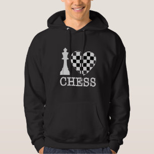 I Love Chess Chessboard Heart Checkered Board Game Hoodie