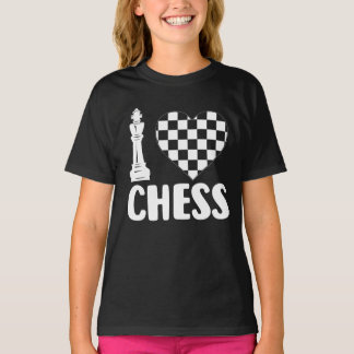 I Love Chess – Classic King and Checkered Heart T-Shirt