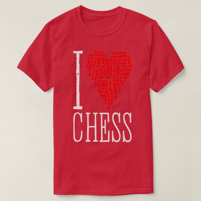 I Love Chess Heart Player Master Coach Pieces Mosa T-Shirt (Design Front)