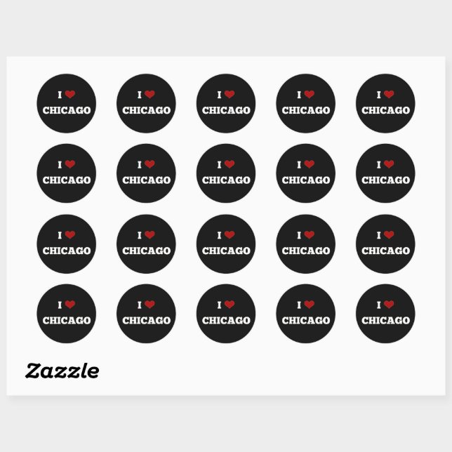 I Love Chicago Button Classic Round Sticker (Sheet)