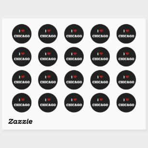 I Love Chicago Button Classic Round Sticker