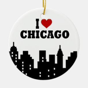 I Love Chicago Ceramic Tree Decoration