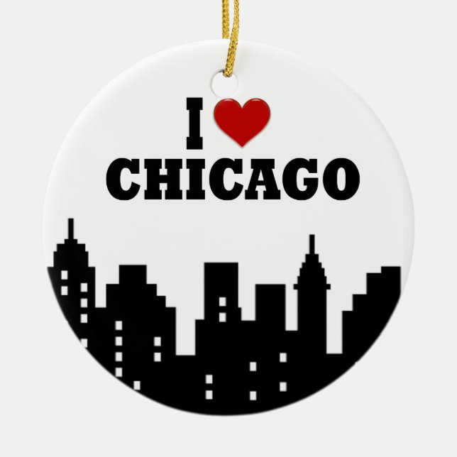 I Love Chicago Ceramic Tree Decoration (Front)