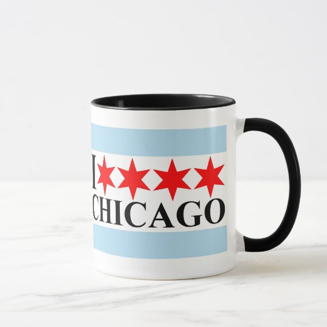 I Love Chicago - Chicago Flag Style Mug (Right)