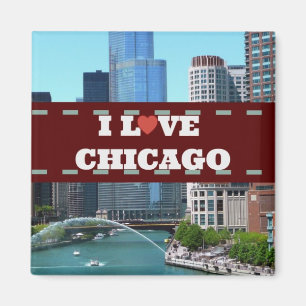 I Love Chicago Cityscape Magnet