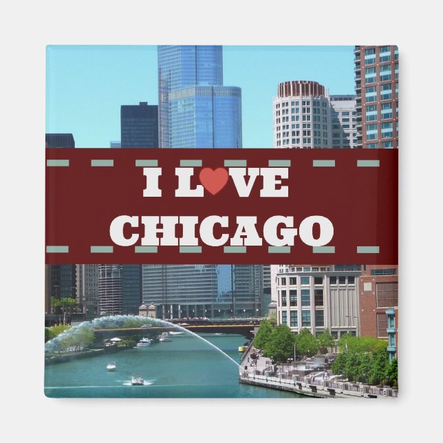 I Love Chicago Cityscape Magnet (Front)