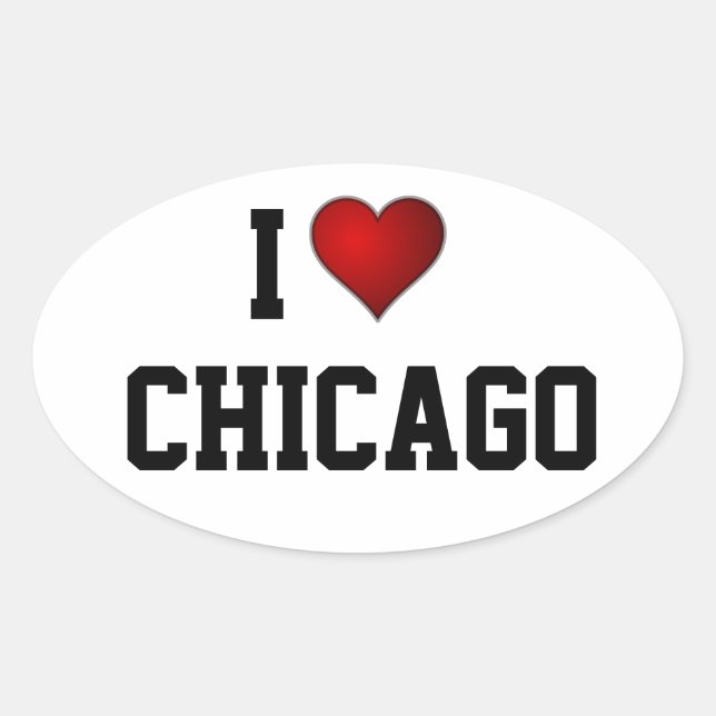 I Love Chicago Oval Sticker (Front)