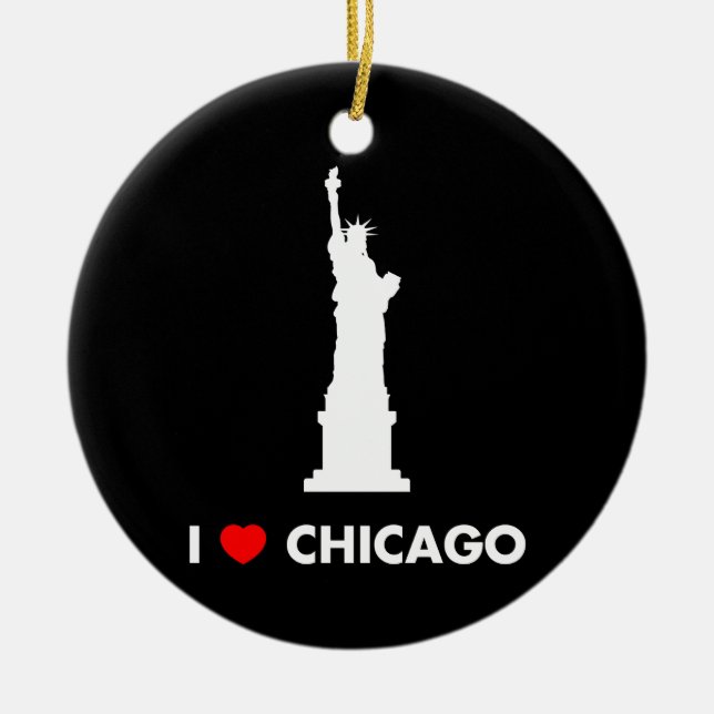 I Love Chicago - Statue of Liberty Ceramic Tree Decoration (Front)