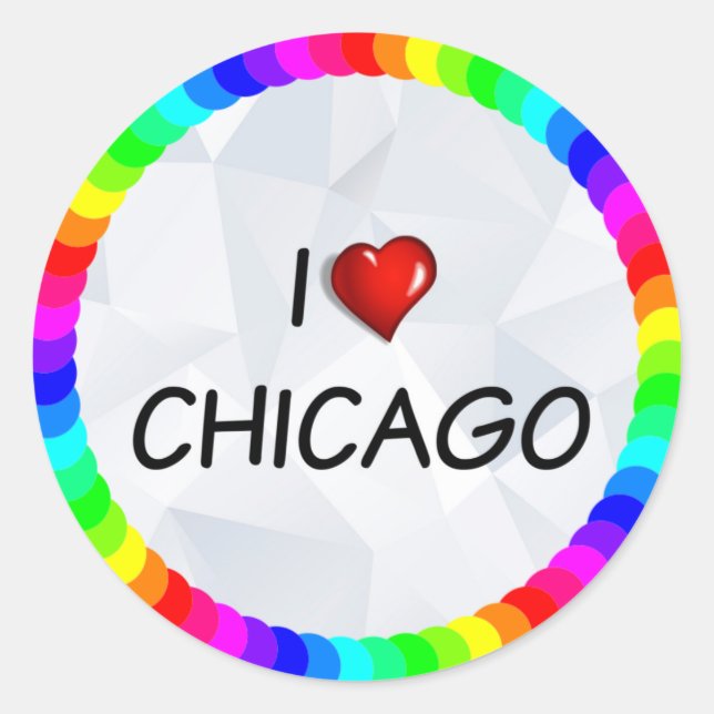 I Love Chicago, text design Classic Round Sticker (Front)